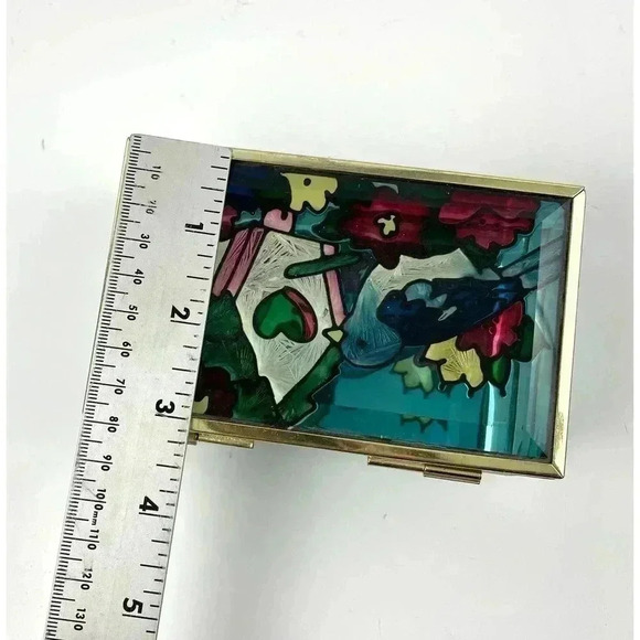 VTG Bird Birdhouse Stained Glass Trinket Box Joan Baker Designs 1994 - Picture 11 of 16